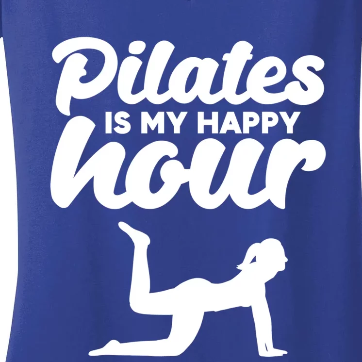 Fitness Workout Gym Yoga Pilates Is My Happy Hour Gift Women's V-Neck T-Shirt