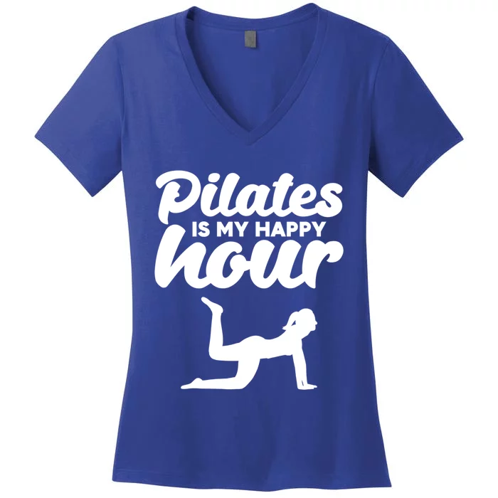 Fitness Workout Gym Yoga Pilates Is My Happy Hour Gift Women's V-Neck T-Shirt