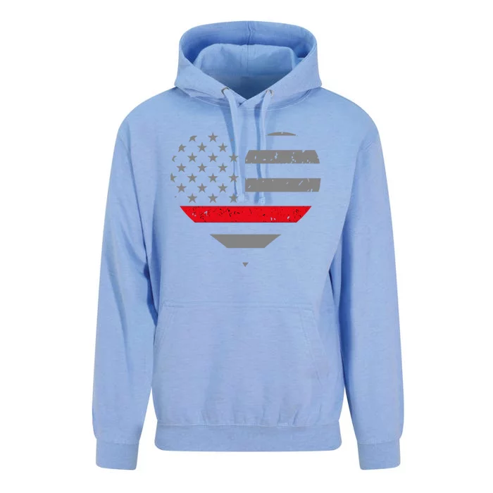 Firefighter Wife Gift Thin Red Line Flag Heart Gift Unisex Surf Hoodie