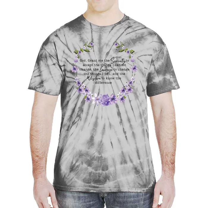 Floral Women Girl God Grant Me The Serenity Prayer Spiritu Tie-Dye T-Shirt