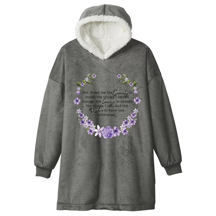 Floral Women Girl God Grant Me The Serenity Prayer Spiritu Hooded Wearable Blanket