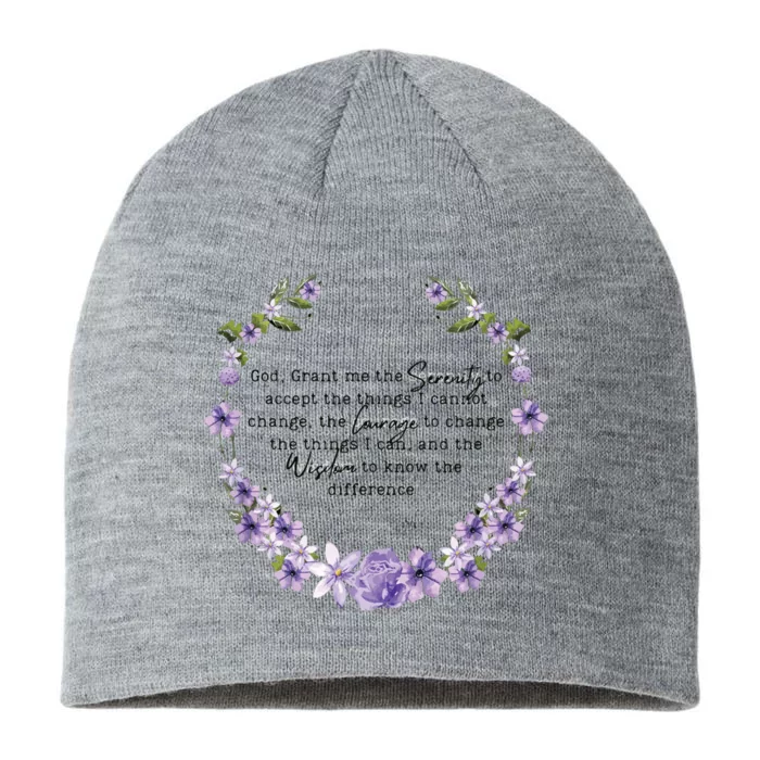 Floral Women Girl God Grant Me The Serenity Prayer Spiritu 8 1/2in Sustainable Knit Beanie