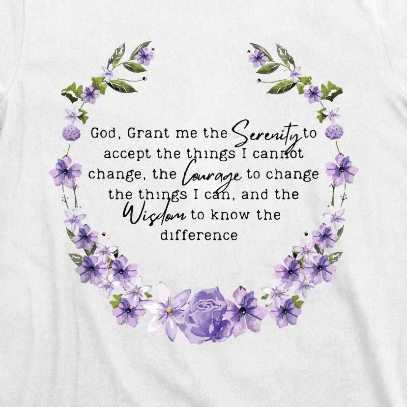 Floral Women Girl God Grant Me The Serenity Prayer Spiritu T-Shirt