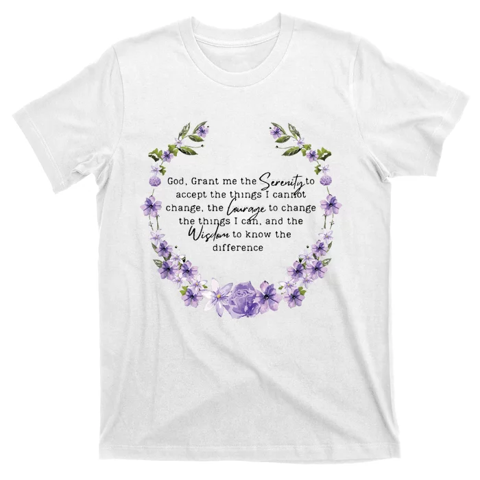 Floral Women Girl God Grant Me The Serenity Prayer Spiritu T-Shirt