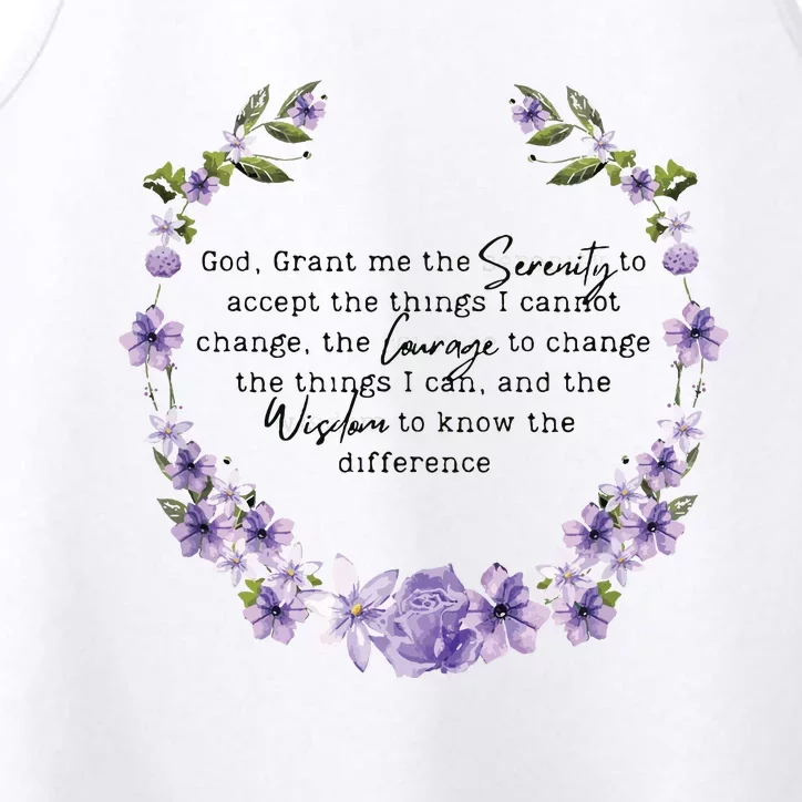 Floral Women Girl God Grant Me The Serenity Prayer Spiritu Performance Tank