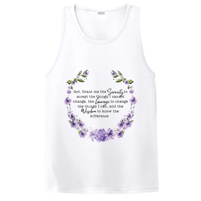 Floral Women Girl God Grant Me The Serenity Prayer Spiritu Performance Tank