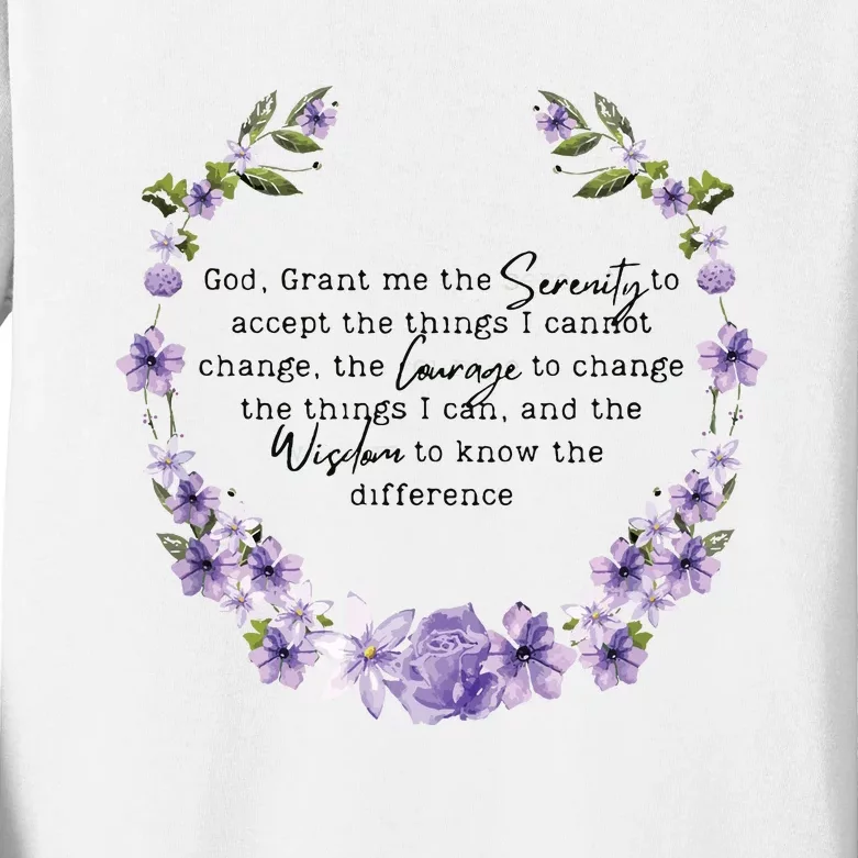 Floral Women Girl God Grant Me The Serenity Prayer Spiritu Kids Long Sleeve Shirt