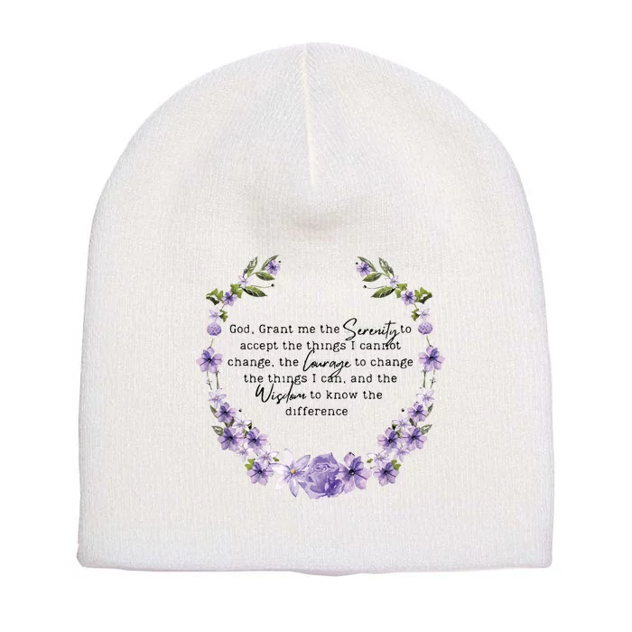 Floral Women Girl God Grant Me The Serenity Prayer Spiritu Short Acrylic Beanie