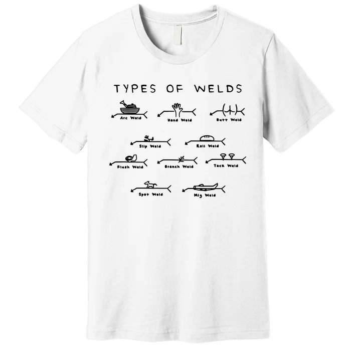 Funny Welding Gifts Ten Types Of Welds Welding Humor Premium T-Shirt