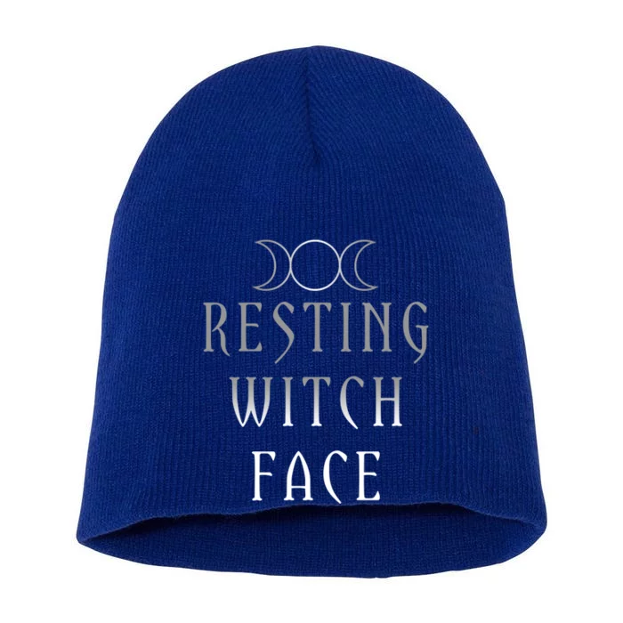 Funny Wiccan Goddess Moon Resting Witch Face Pagan Gift Short Acrylic Beanie