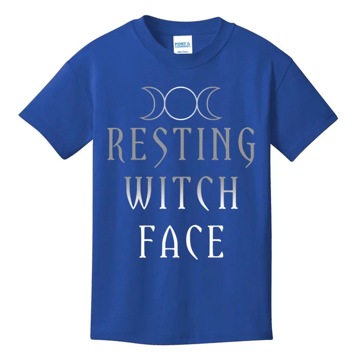 Funny Wiccan Goddess Moon Resting Witch Face Pagan Gift Kids T-Shirt