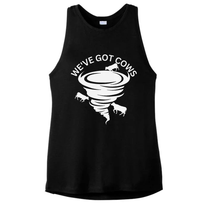 Funny WeVe Got Cows Tornado Storm Chaser Ladies Tri-Blend Wicking Tank