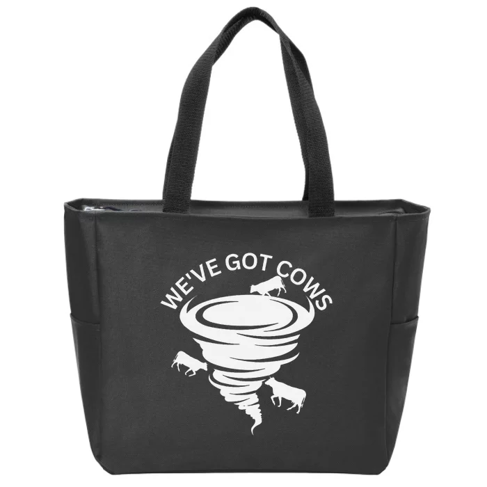 Funny WeVe Got Cows Tornado Storm Chaser Zip Tote Bag