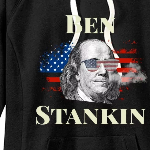 Funny Weed Gift American Flag 4th Of July Ben Drankin Gift Women's Fleece Hoodie