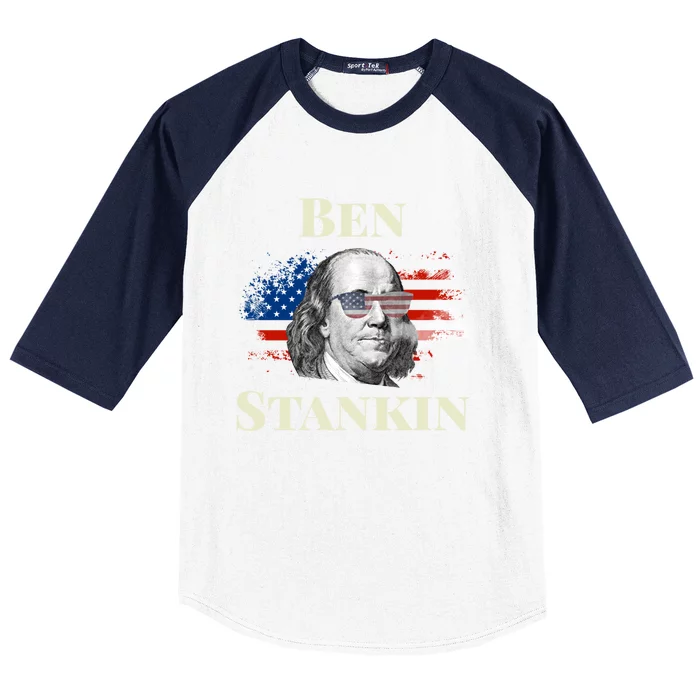 Funny Weed Gift American Flag 4th Of July Ben Drankin Gift Baseball Sleeve Shirt