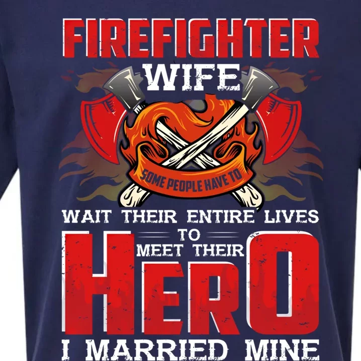 Firefighter Wife Gift Husband Is A Firefighter Proud Wife Gift Sueded Cloud Jersey T-Shirt