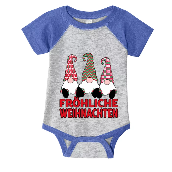 FröHliche Weihnachten Ger Christmas Nordic Gnomes Gift Infant Baby Jersey Bodysuit