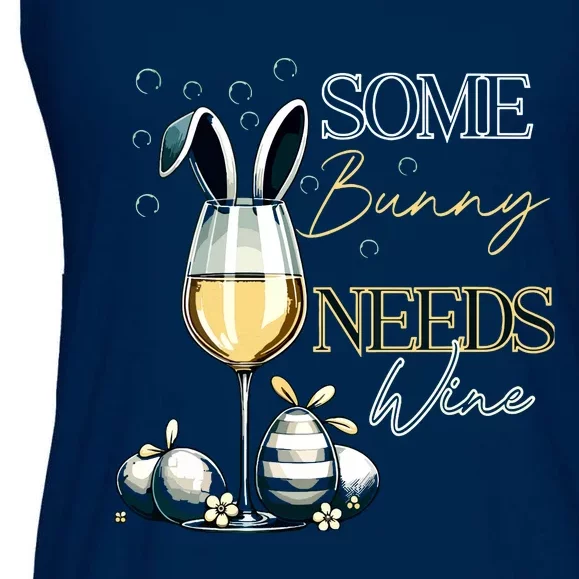 Funny Wine Glasses Bunny Drink Drinking Easter Day Vneck Ladies Essential Flowy Tank