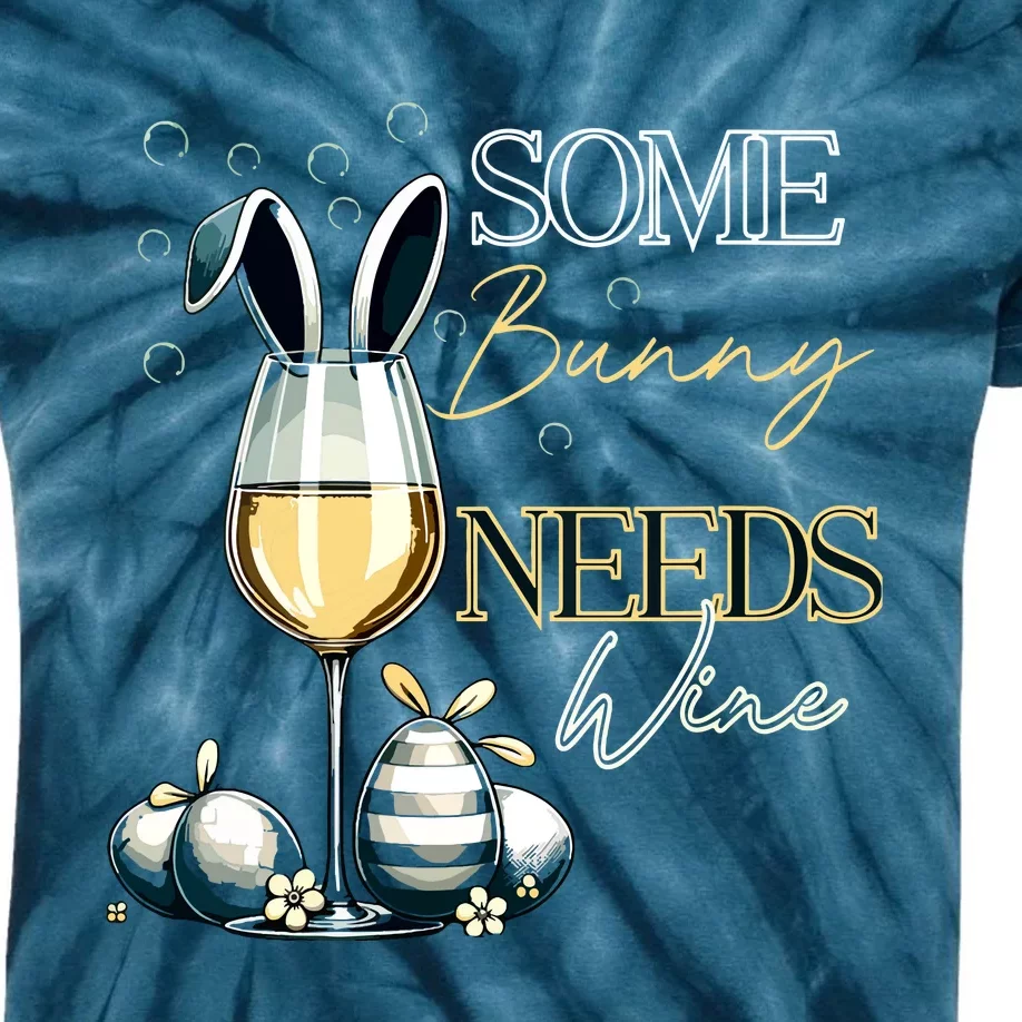 Funny Wine Glasses Bunny Drink Drinking Easter Day Vneck Kids Tie-Dye T-Shirt