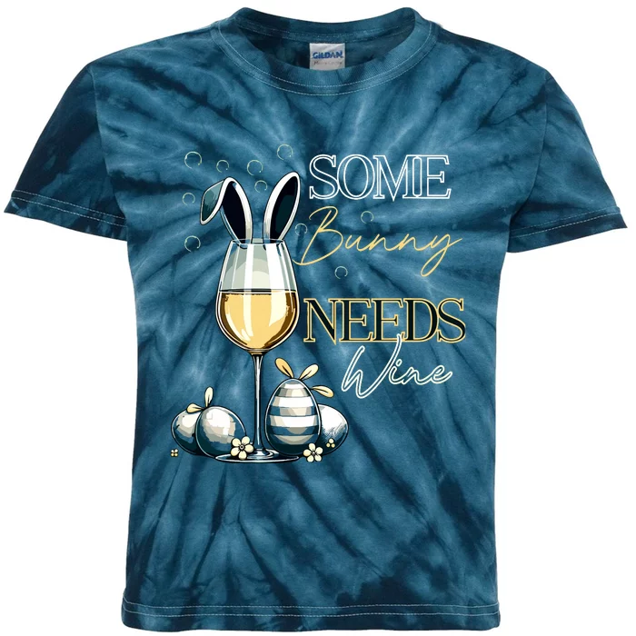 Funny Wine Glasses Bunny Drink Drinking Easter Day Vneck Kids Tie-Dye T-Shirt