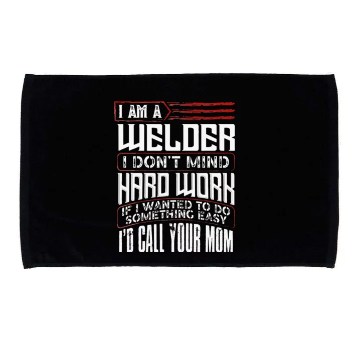 Funny Welding Gift For Welder Dad Fathers Day Microfiber Hand Towel