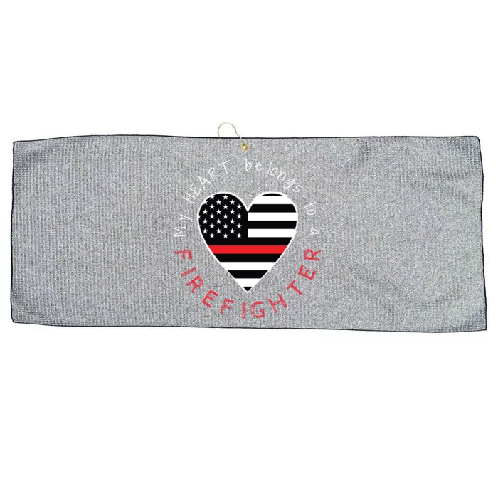 Firefighter Wife Girlfriend Thin Red Line Heart Flag Fire Gift Large Microfiber Waffle Golf Towel