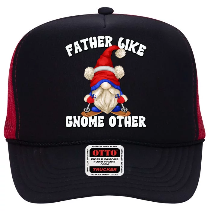 Funny Winter Gnome Grandpa Graphic Ski Dad Saying Cool Gift High Crown Mesh Trucker Hat