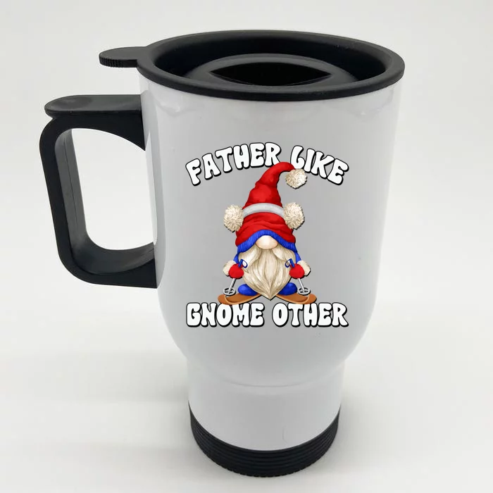 Funny Winter Gnome Grandpa Graphic Ski Dad Saying Cool Gift Front & Back Stainless Steel Travel Mug