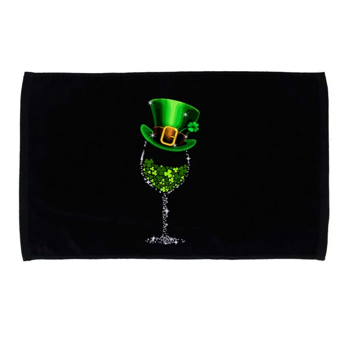 Funny Wine Glass Shamrock Irish Wine Lover St Patricks Day Microfiber Hand Towel