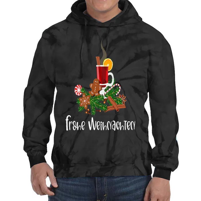 Frohe Weihnachten German Merry Christmas Gluhwein Tie Dye Hoodie