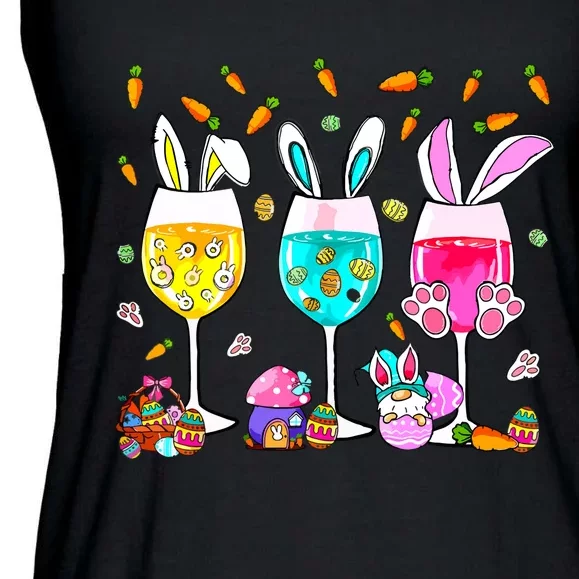 Funny Wine Glasses Bunny With Egg Basket Spring Easter Women Ladies Essential Flowy Tank