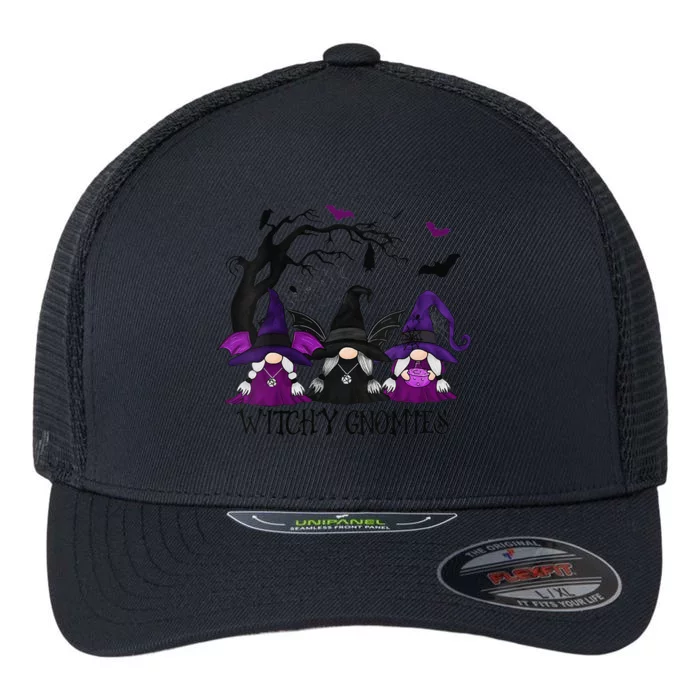 Funny Witchy Gnomies Funny Gnome Halloween Matching Costume Flexfit Unipanel Trucker Cap