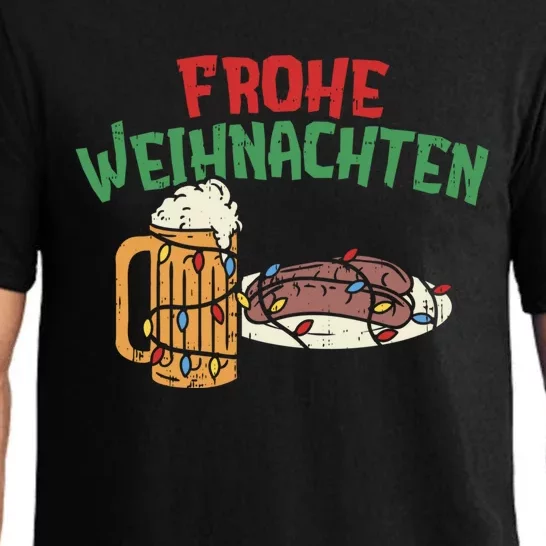 Frohe Weihnachten Gery Christmas Beer Bratwurst Gift Pajama Set