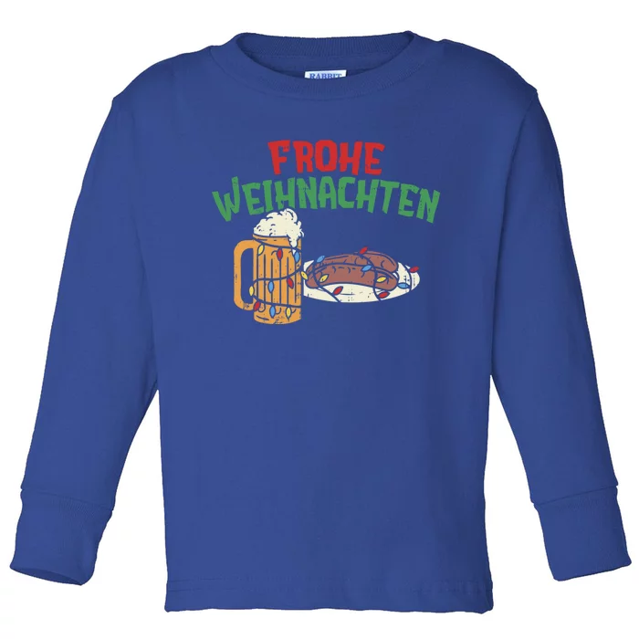 Frohe Weihnachten Gery Christmas Beer Bratwurst Gift Toddler Long Sleeve Shirt