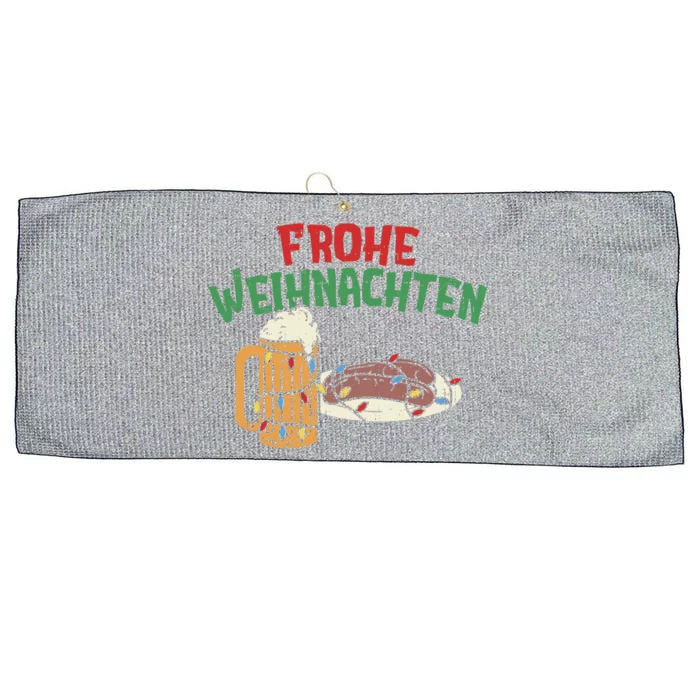 Frohe Weihnachten Gery Christmas Beer Bratwurst Gift Large Microfiber Waffle Golf Towel