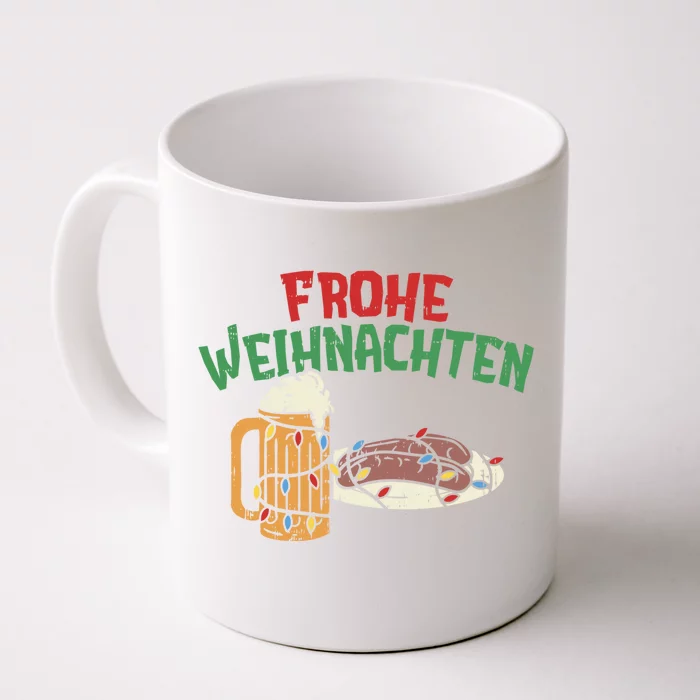 Frohe Weihnachten Gery Christmas Beer Bratwurst Gift Front & Back Coffee Mug