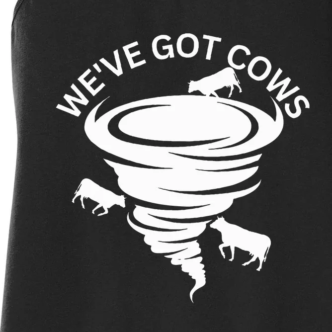 Funny WeVe Got Cows Tornado Storm Chaser Women's Racerback Tank