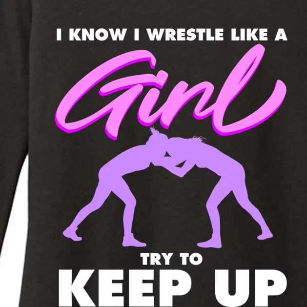 Funny Wrestler Gift Cool Female Wrestling Lover Athlete Gift Womens CVC Long Sleeve Shirt