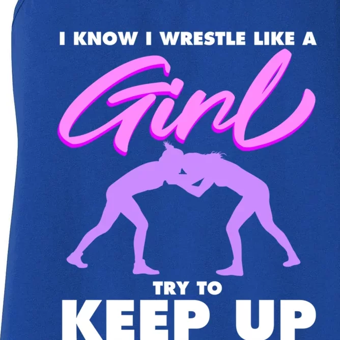 Funny Wrestler Gift Cool Female Wrestling Lover Athlete Gift Women's Racerback Tank