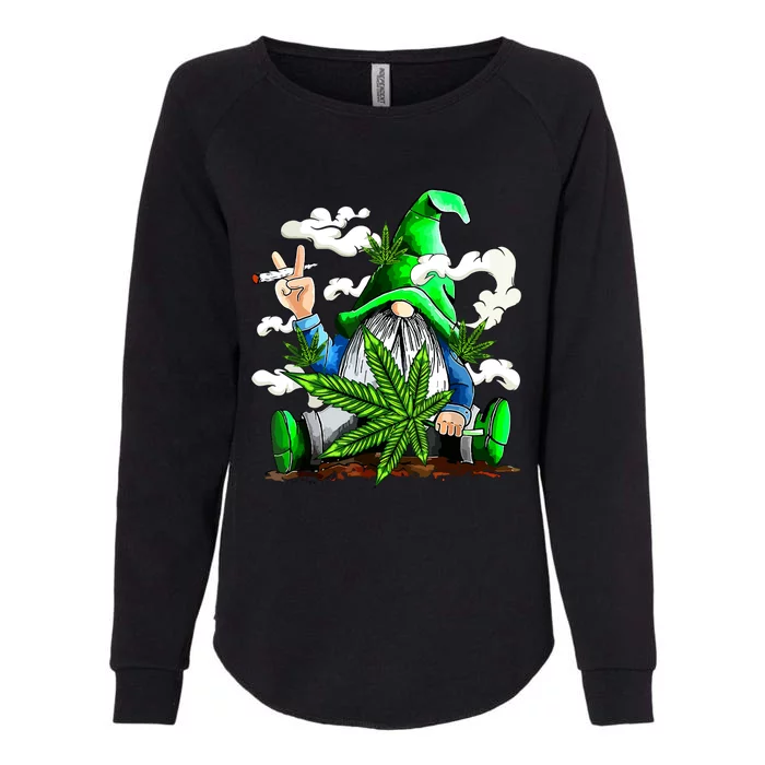 Funny Weed Gnome Marijuana Pot Leaf 420 St Patricks Day Womens California Wash Sweatshirt