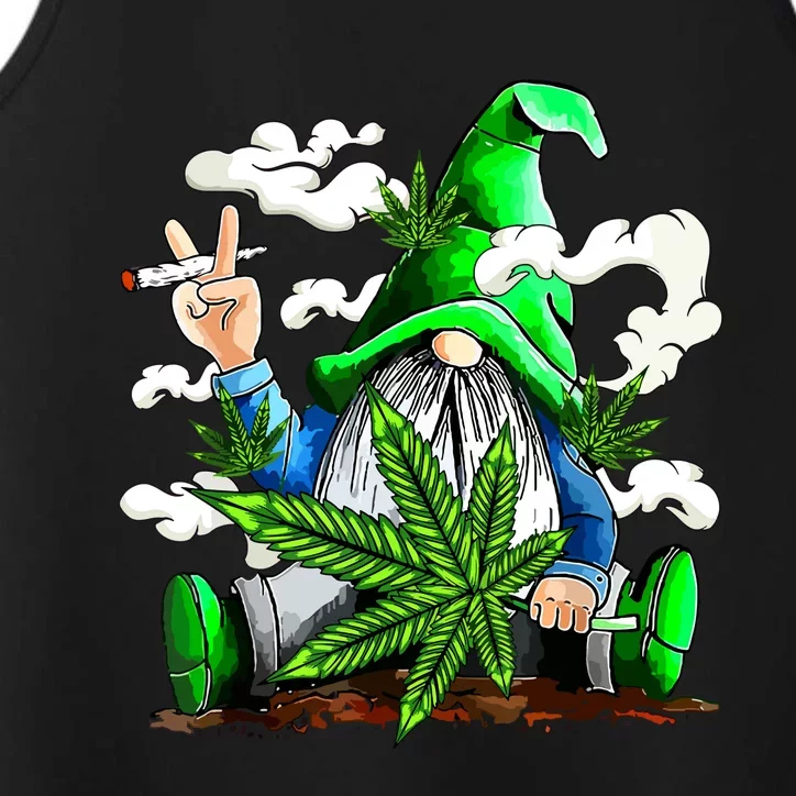 Funny Weed Gnome Marijuana Pot Leaf 420 St Patricks Day Performance Tank