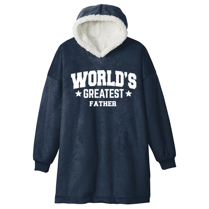 Father Worlds Greatest Black Cute Gift Hooded Wearable Blanket