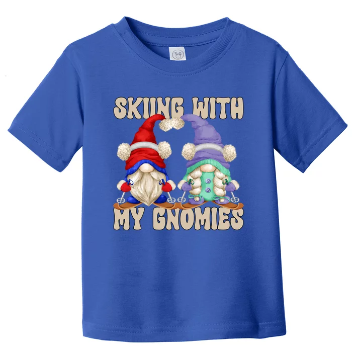 Funny Winter Gnome Ski Mom And Dad Skiing With My Gnomies Cute Gift Toddler T-Shirt