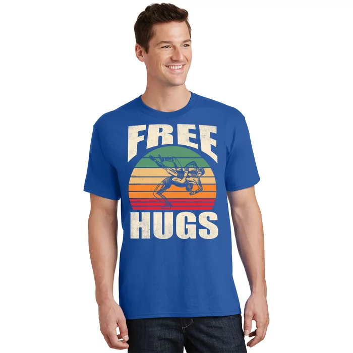 Funny Wrestling Gift Funny Free Hugs Wrestling Gift T-Shirt