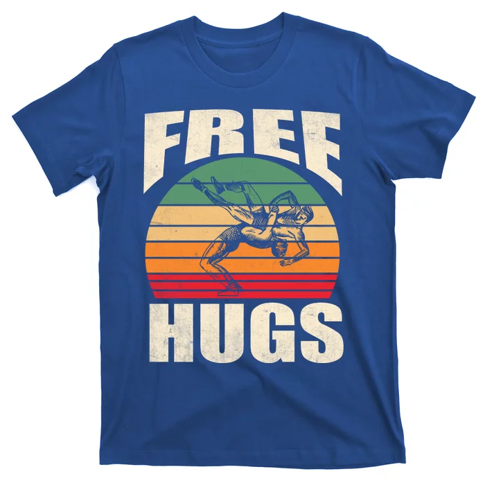 Funny Wrestling Gift Funny Free Hugs Wrestling Gift T-Shirt