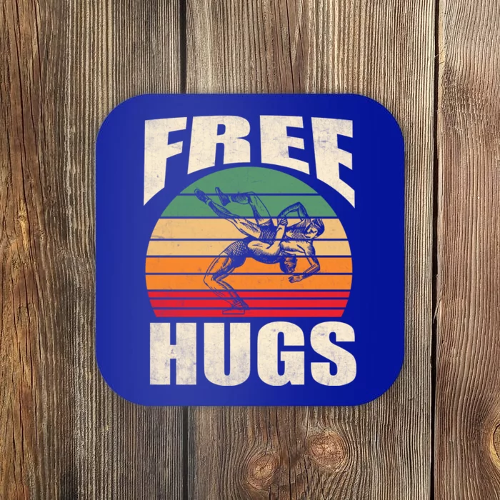 Funny Wrestling Gift Funny Free Hugs Wrestling Gift Coaster