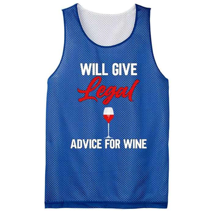 Funny Will Give Legal Advice Gift Wine Lover Lawyer Cute Gift Mesh Reversible Basketball Jersey Tank