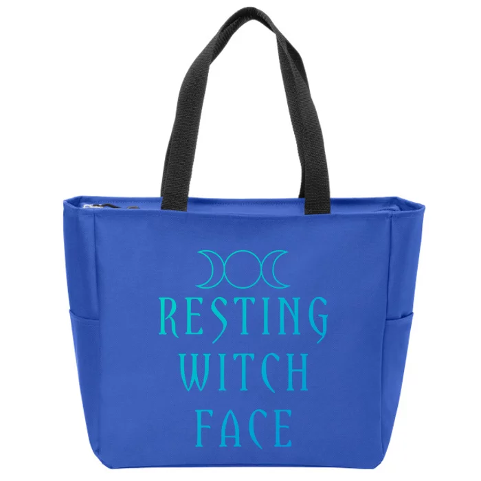 Funny Wiccan Goddess Moon Resting Witch Face Pagan Gift Zip Tote Bag