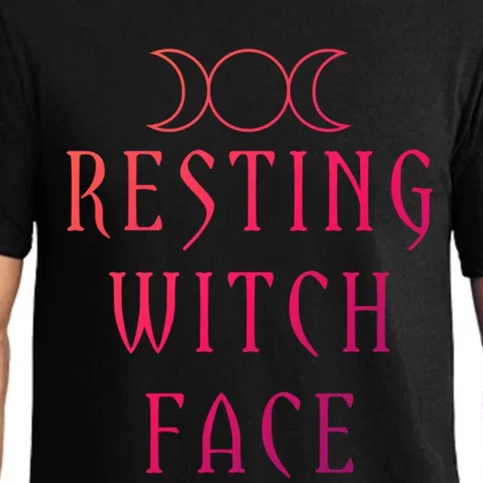 Funny Wiccan Goddess Moon Resting Witch Face Pagan Gift Pajama Set