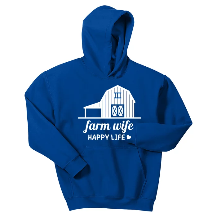 Farm Wife Happy Life Barn For Farmers And Farm Gift Kids Hoodie